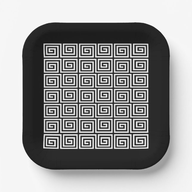 Greek Key Pattern Paper Plates (Front)