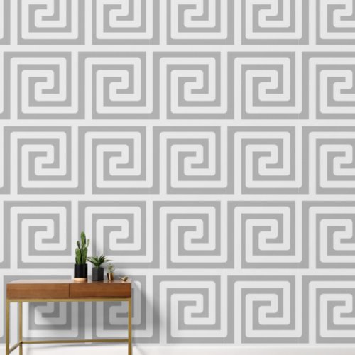 Greek Key Pattern Simple Minimalist Modern Gray Wallpaper