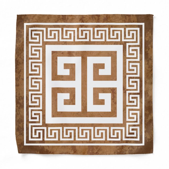 Greek Key Pattern White Design Bandana (Front)