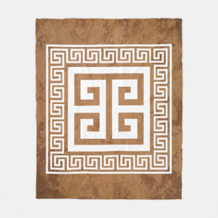Greek Key Pattern White Design Fleece Blanket