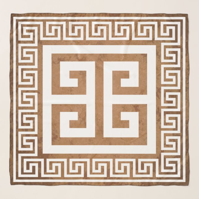 Greek Key Pattern White Design Scarf (Front)