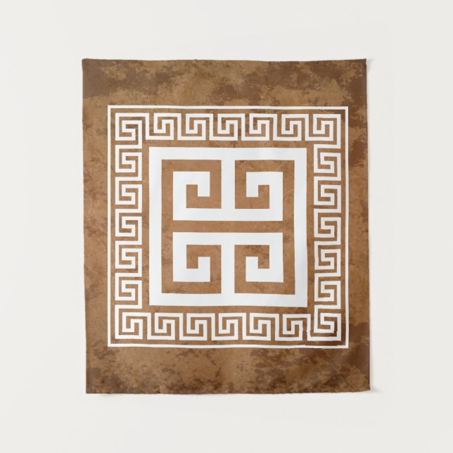 Greek Key Pattern White Design Tapestry (Front)