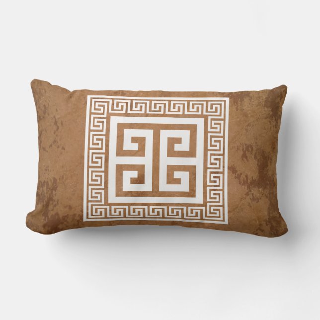 Greek Key Pattern White Design Throw Pillow (Front)