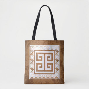 Greek Key Pattern White Design Tote Bag