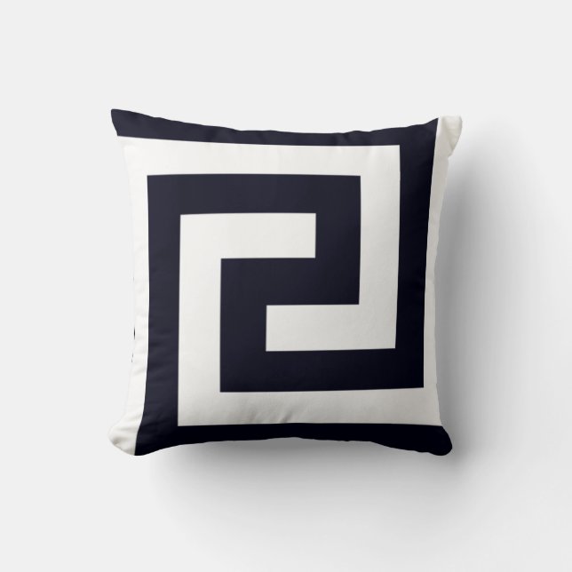 Greek Key Patterns Black White Classy Stylish Cute Throw Pillow (Front)