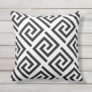 Greek Key Patterns Black White Custom Color Classy Outdoor Pillow