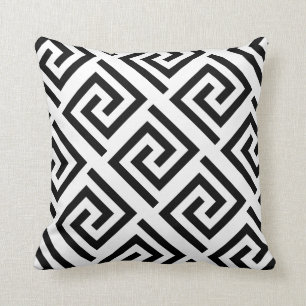 Greek Key Patterns Black White Custom Color Classy Throw Pillow