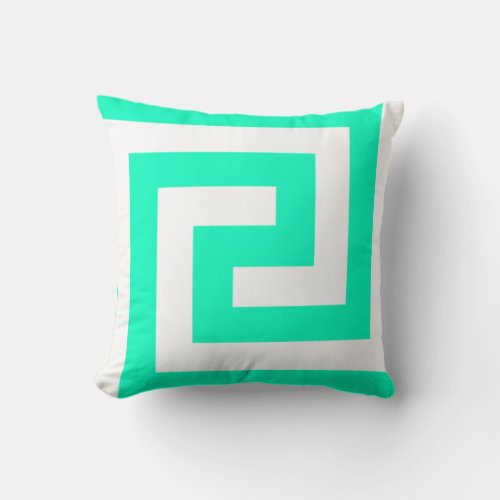 Greek Key Patterns Mint Green White Home Decor Throw Pillow