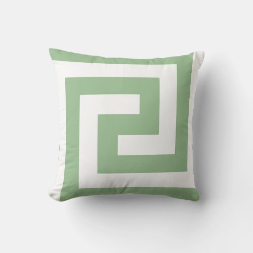 Greek Key Patterns Sage Green White Home Decor Throw Pillow