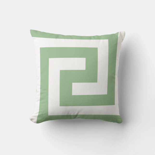 Greek Key Patterns Sage Green White Home Decor Throw Pillow (Front)