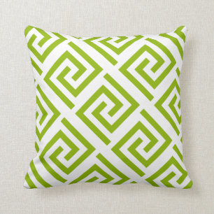 Greek Key Patterns White Apple Green Custom Classy Throw Pillow