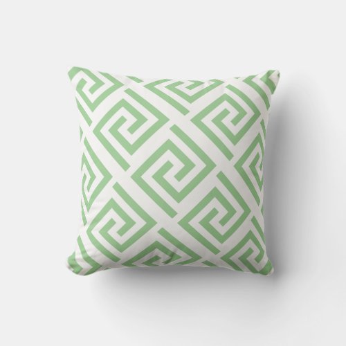 Greek Key Patterns White Sage Green Custom Classy Outdoor Pillow
