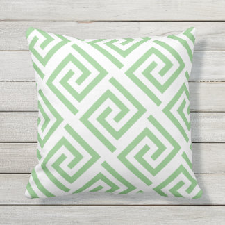 Greek Key Patterns White Sage Green Custom Classy Outdoor Pillow