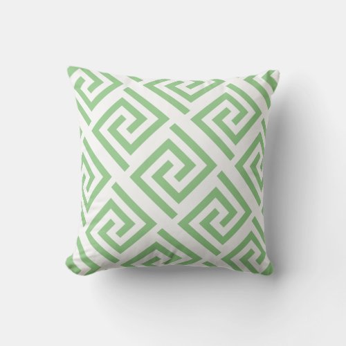 Greek Key Patterns White Sage Green Custom Classy Throw Pillow