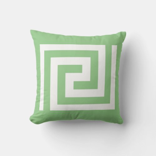 Greek Key Patterns White Sage Green Custom Colors Throw Pillow
