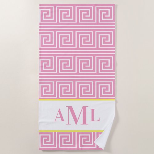 Greek Key Personalized Beach Towel