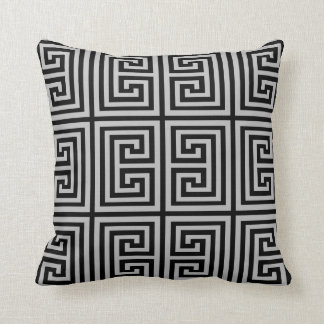 Greek Key Rectangles in Black & Gray Throw Pillow