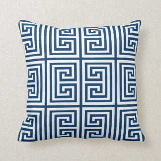 Greek Key Rectangles in Navy & White Throw Pillow