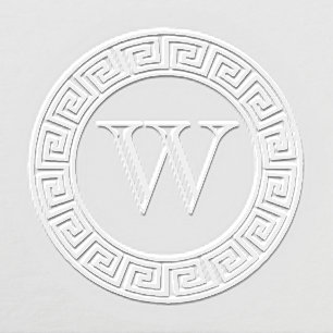 Greek Key Round Frame Border Initial Monogram Embosser