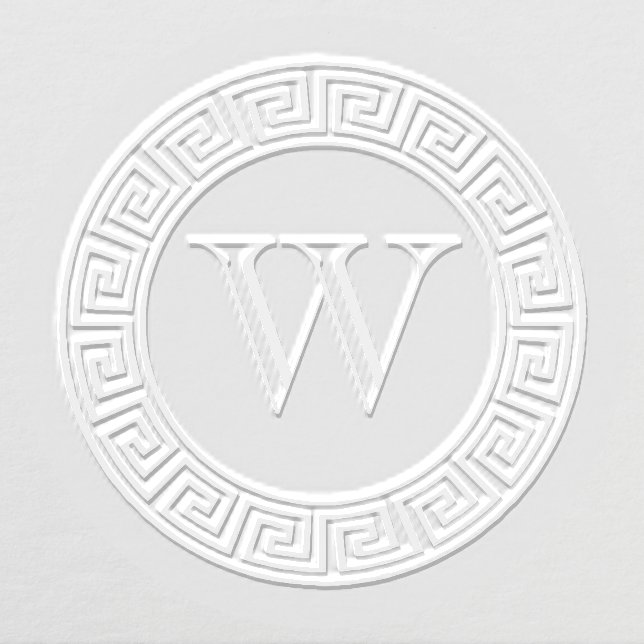Greek Key Round Frame Border Initial Monogram Embosser (Design)