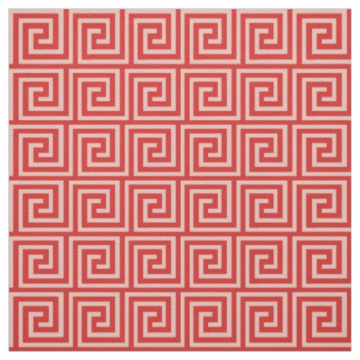 Greek Key, shades of coral pink Fabric