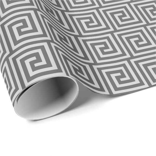Greek Key, shades of grey / gray Wrapping Paper (Roll Corner)