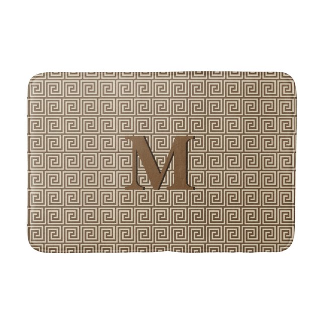 Greek Key, shades of taupe tan Bathroom Mat (Front)