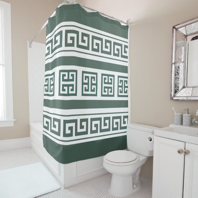 Greek Key Shower Curtain (In Situ)