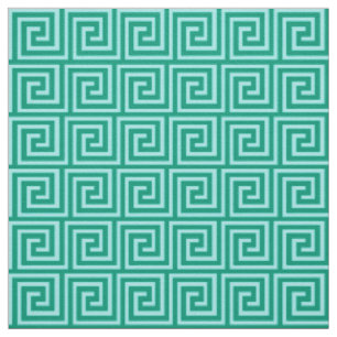 Greek Key, turquoise and aqua Fabric