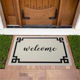 Greek Key Welcome Doormat