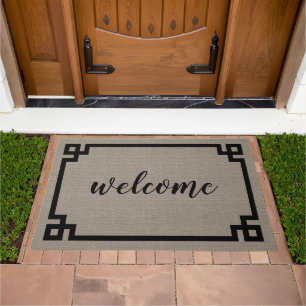 Greek Key Welcome Doormat