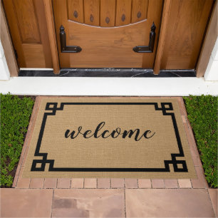 Greek Key Welcome Doormat