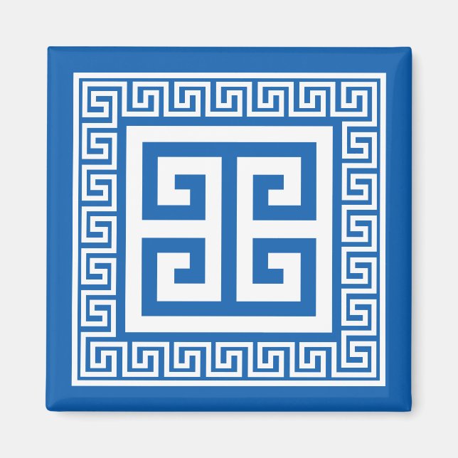 Greek Key White And Blue Magnet (Front)