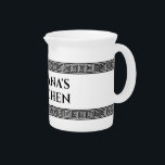 Greek Ky meander pattern personalized ceramic Beverage Pitcher<br><div class="desc">Greek Ky meander pattern personalized ceramic beverage pitcher. Elegant border design with custom text. Handy for drinks,  pancake batter and kitchen utensils.</div>