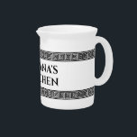 Greek Ky meander pattern personalized ceramic Beverage Pitcher<br><div class="desc">Greek Ky meander pattern personalized ceramic beverage pitcher. Elegant border design with custom text. Handy for drinks,  pancake batter and kitchen utensils.</div>