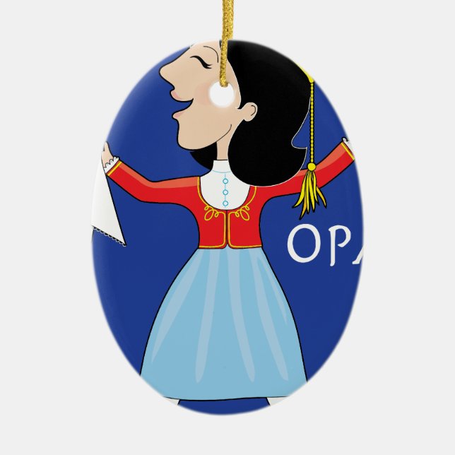 Greek Lady Dancing Ceramic Ornament (Front)