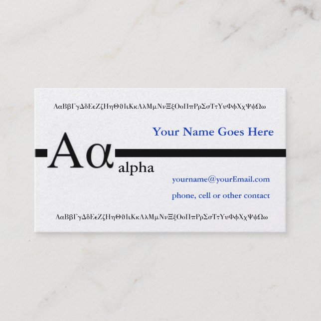 Greek Letter Alpha Custom Design Business Card (Front)
