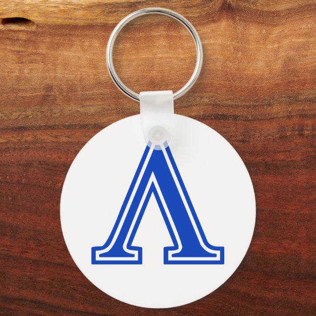 Greek Letter Lambda Blue Monogram Initial Keychain (Front)