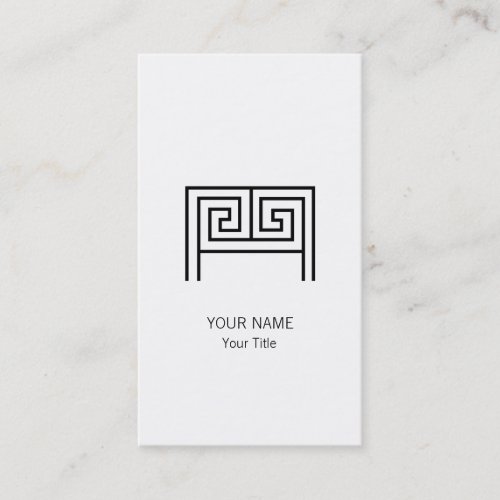 GREEK LETTER M MONOGRAM WHITE BUSINESS CARD