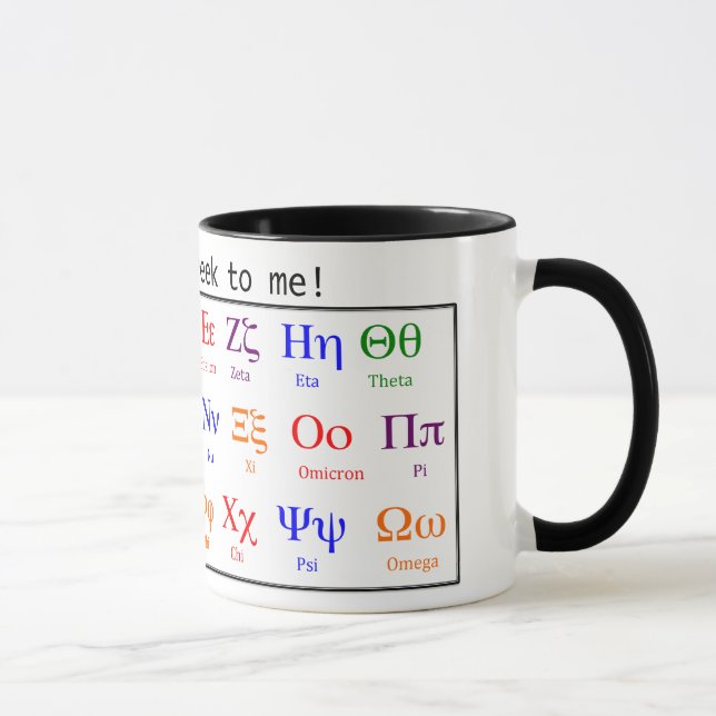 Greek letter mug - It's all Greek to me (Right)