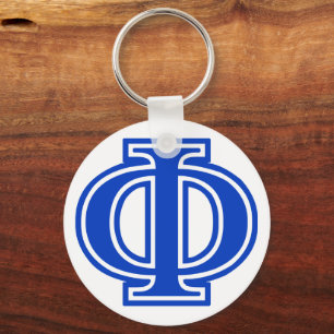 Greek Letter Phi Blue Monogram Initial Keychain