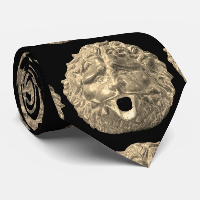 Greek Lion Faces Neck Tie (Rolled)