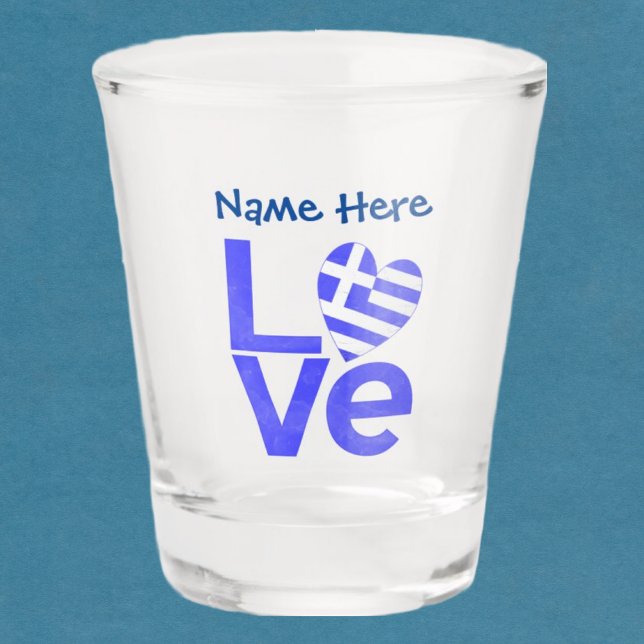Greek Love Flag in Blue Personalized  Shot Glass (Creator Uploaded)
