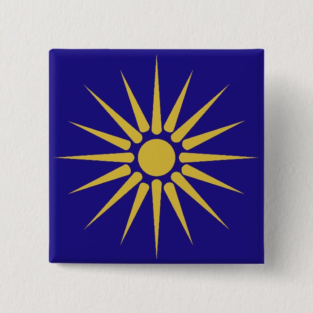 Greek Macedonia, Greece flag Pinback Button (Front)