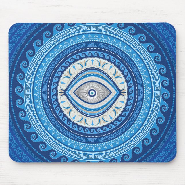 Greek Mati Mataki - Greek Evil Eye ornament Mouse Pad (Front)