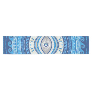 Greek Mati Mataki - Greek Evil Eye ornament Short Table Runner