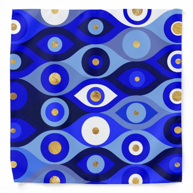 Greek Mati Mataki - Matiasma Evil Eye blues Bandana (Front)