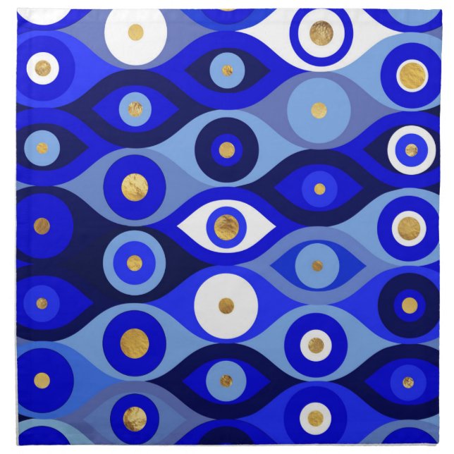 Greek Mati Mataki - Matiasma Evil Eye blues Cloth Napkin (Front)