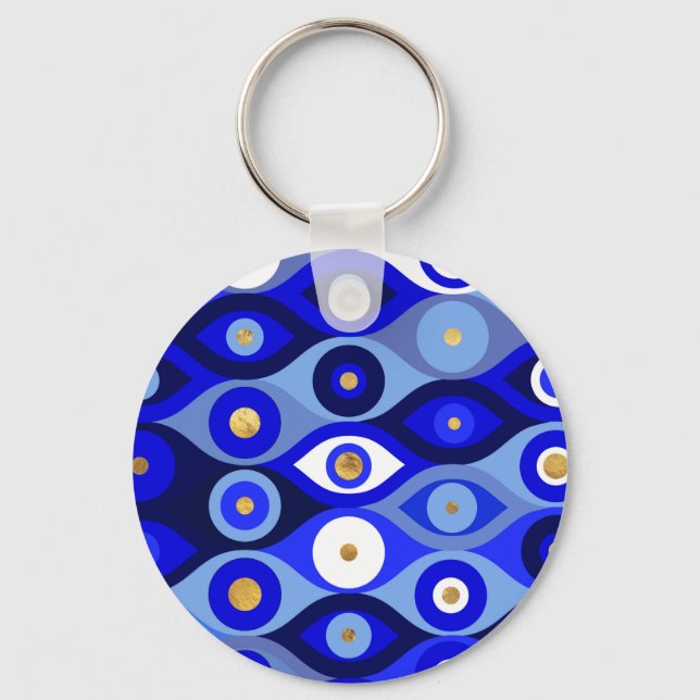 Greek Mati Mataki - Matiasma Evil Eye blues Keychain (Front)