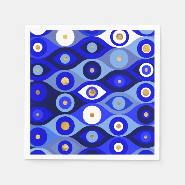 Greek Mati Mataki - Matiasma Evil Eye blues Napkins (Front)